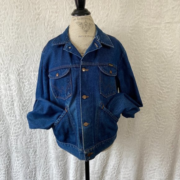 Vintage wranglerjacket no fault denims jacket made usa 74126NV size 46